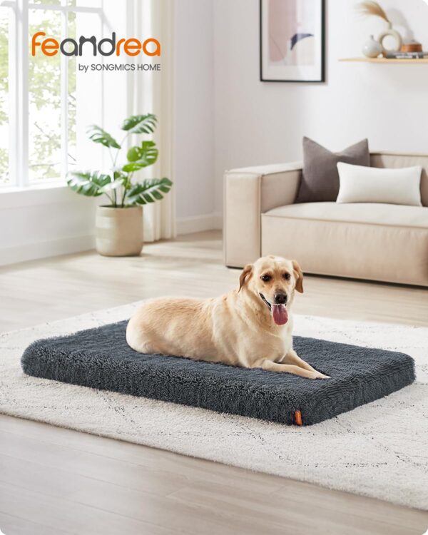 Feandrea PGW214G02 Letto ortopedico per cani con cuscino imbottito in schiuma con rivestimento sfoderabile e lavabile XXL per cani di grossa taglia, 122 x 74 x 10 cm, grigio scuro