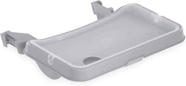 Hauck Alpha Tray Set 3 in 1, tavolo da pranzo regolabile in profondità con vassoio rimovibile, compatibile con i seggioloni in legno Hauck Alpha+ e Beta+ in crescita, con vano per la tazza e bordo rialzato grigio USATO SOLO PER ESPOSIZIONE