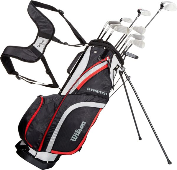 Wilson Beginner Set completo esclusivo, 10 mazze da golf con borsa per il trasporto, uomo, mano destra, stretch XL, nero/grigio/rosso, WGG157551 usato