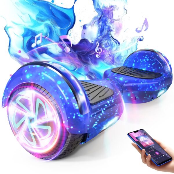 SISIGAD Hoverboard 6,5 pollici Hoverboard a 2 ruote a doppio motore con luci a LED Bluetooth