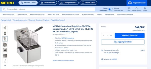 Stock Friggitrici metro Professional - immagine 4